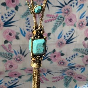 Lucky Brand Bronze necklace with natural stone